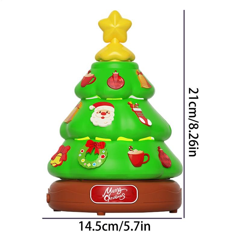 Caja de música para árbol de Navidad, máquina de burbujas de juguete con luces, música navideña, decoración para niños