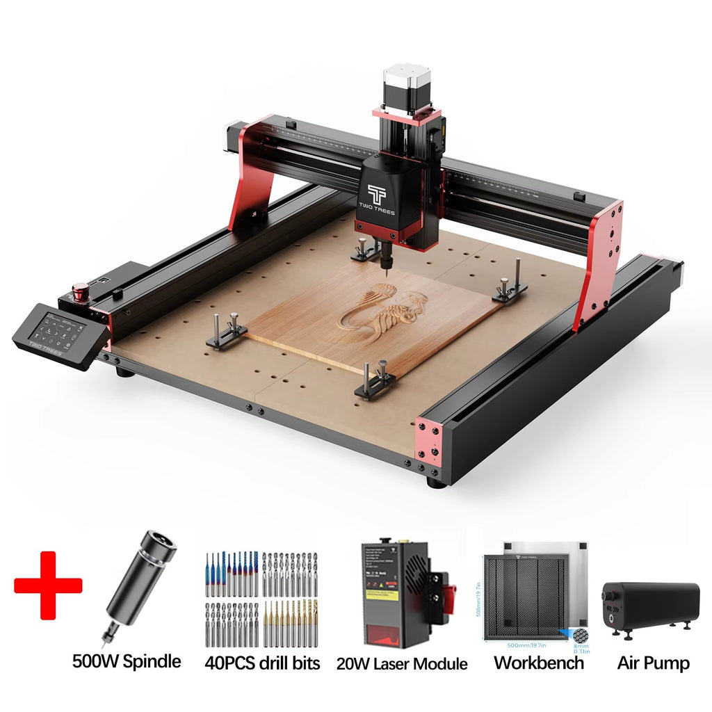 Twotrees-enrutador CNC de 3 ejes/4 ejes, fresadora y cortadora TTC450 PRO, grabador de joyería para madera, acrílico, PCB, PVC, MDF, Metal