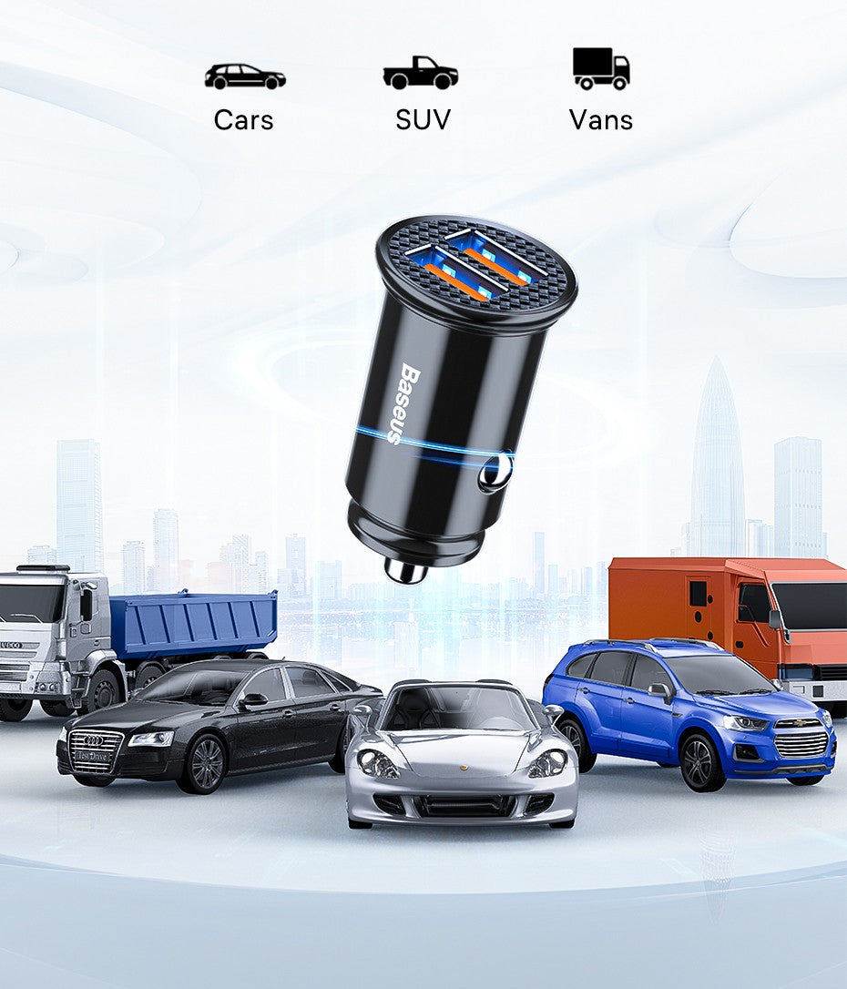 Baseus-cargador USB para coche, dispositivo de carga rápida de 30W, 4,0, 3,0, FCP, SCP, PD, para Xiaomi iPhone16, 15, 14 Pro Max