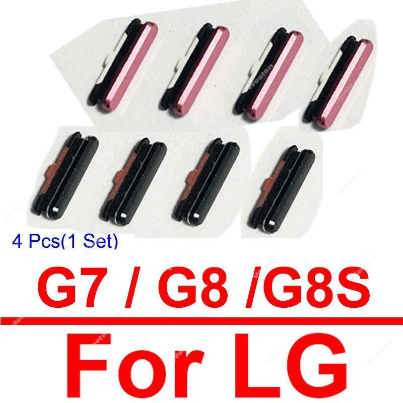 4 unids/lote para LG G7 G8 G8S G8X botones laterales de volumen de energía encendido apagado volumen de energía reemplazo de teclas laterales pequeñas