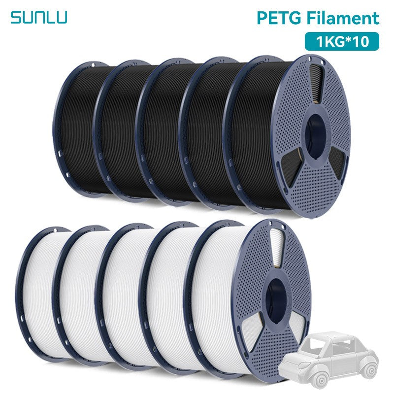 Filamentos SUNLU PLA PETG PLA Plus, 10 rollos de filamento 3D, 1 KG/rollo, 1,75mm, 100% líneas de filamento, ordenadamente para impresión 3D de la UE y EE. UU.
