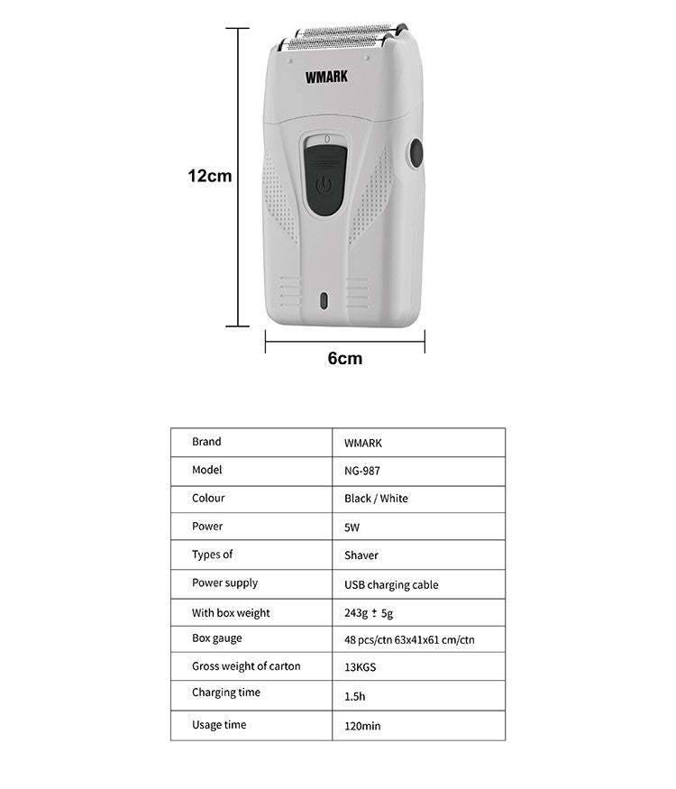 WMARK-afeitadora de barbero NG-987, máquina de afeitar eléctrica con USB, con cabezal de aceite, color blanco