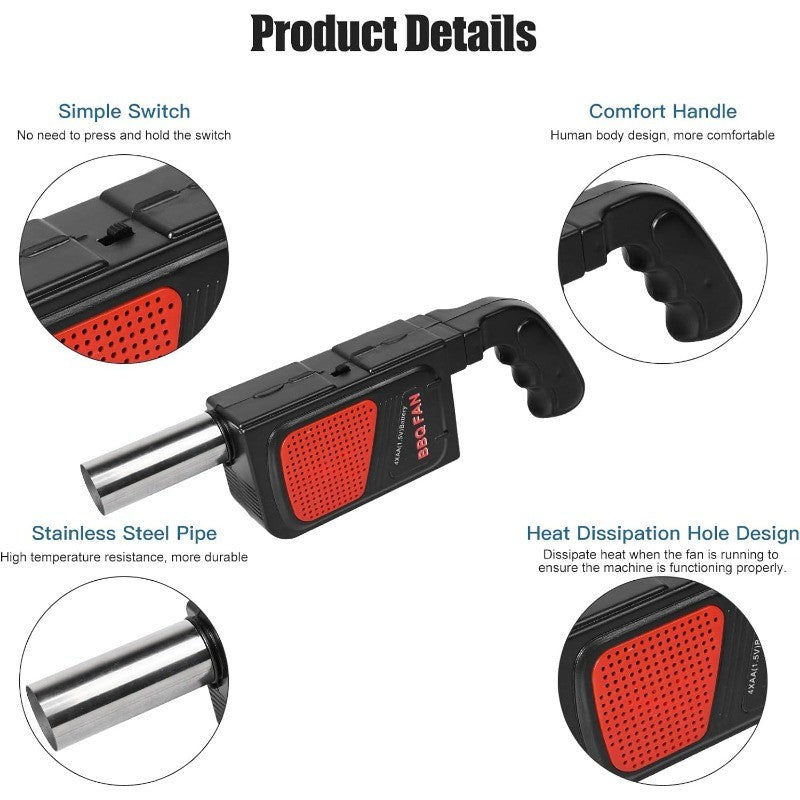 Soplador de aire para barbacoa, ventilador de cocina eléctrico portátil, soplador de aire, herramienta de fuelle de fuego para acampar al aire libre, Picnic, barbacoa