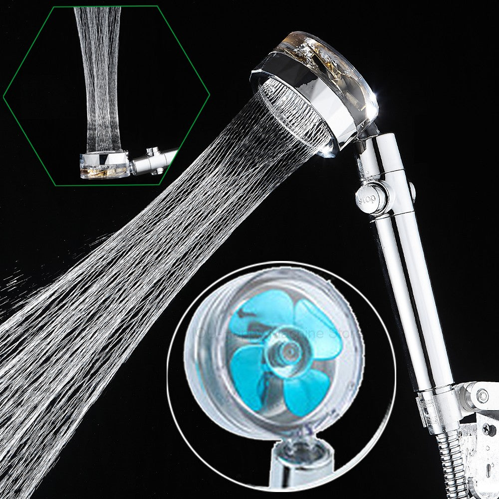 Nuevo cabezal de ducha con flujo de ahorro de agua, rotación de 360 grados con ventilador pequeño, boquilla de pulverización de alta presión ABS para lluvia, accesorios de baño