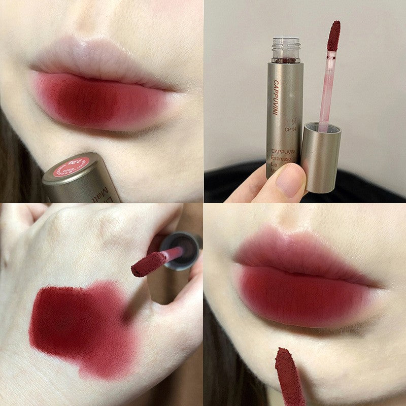 Brillo de labios de niebla mate de terciopelo único, taza antiadherente impermeable, esmalte de labios a prueba de manchas, lápiz labial líquido que no se decolora