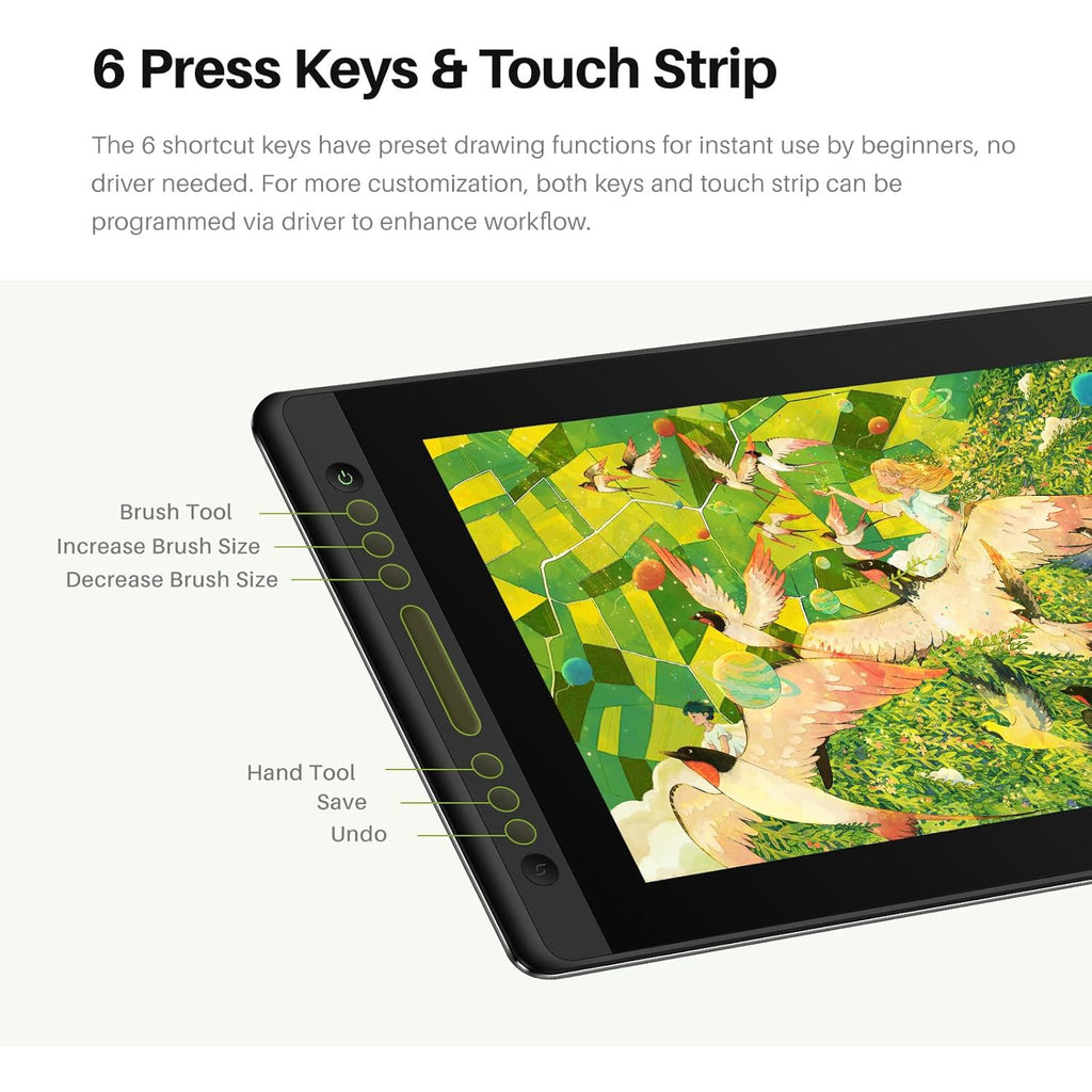 Modelo 2026 Más Reciente, HUION Kamvas Pro 16 V2, Pantalla Táctil de 15.6 Pulgadas con Laminación Completa, 16K Niveles de Presión, Barra Táctil Inteligente y 6 Teclas, Tableta Gráfica