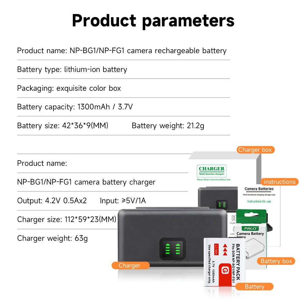 Batería NP-BG1 NP BG1 para Sony DSC-W210 DSC-W100 W50 H50 DSC-H55 DSC-H7 H3 H9 H10 NP-FG1 NP FG1 batería de iones de litio con cargador