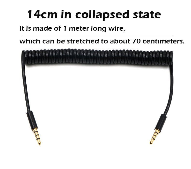 Conector de extensión 3,5mm 4 3 polos TRRS a TRRS macho a hembra auriculares Audio estéreo AUX Cable en espiral con resorte