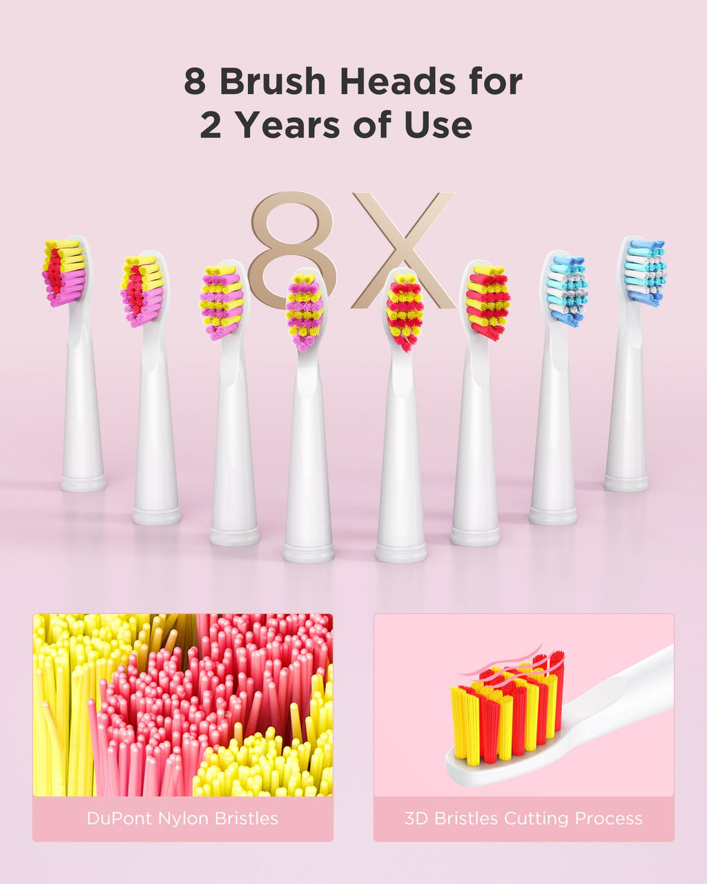 Fairywill-cepillo de dientes eléctrico FW-507, dispositivo con 5 modos, Cargador USB, temporizador de repuesto, 8 cabezales