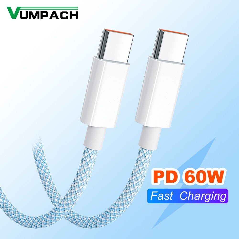 60W 6A USB tipo C a tipo C Cable línea de datos para Iphone 15 16 Samsung Xiaomi carga rápida USB C a C Cable tipo C cargador de datos