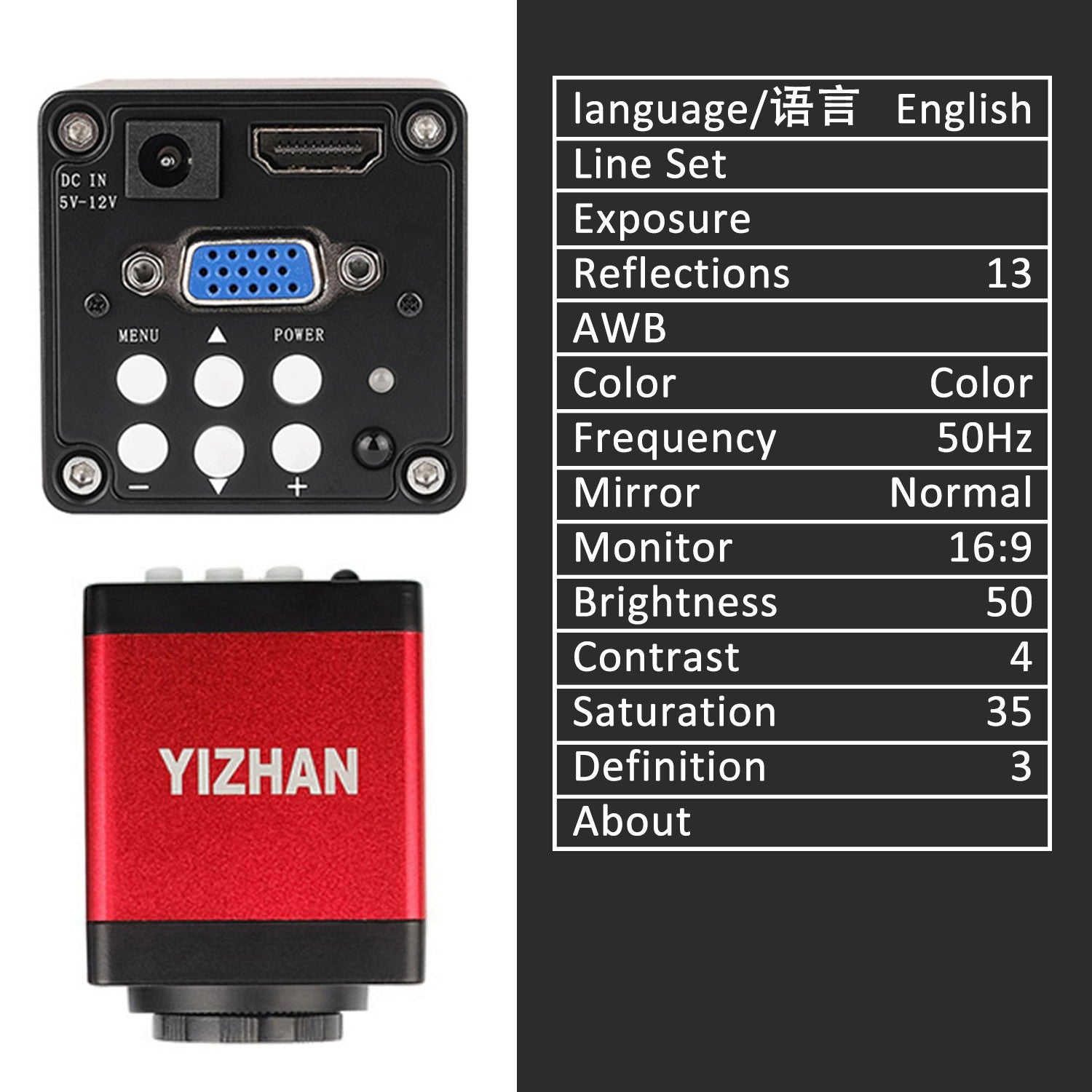YIZHAN 60MP 48MP 13MP HD microscopio Digital para soldar 4K HDMI USB VGA microscopio electrónico cámara lente de Zoom para medir