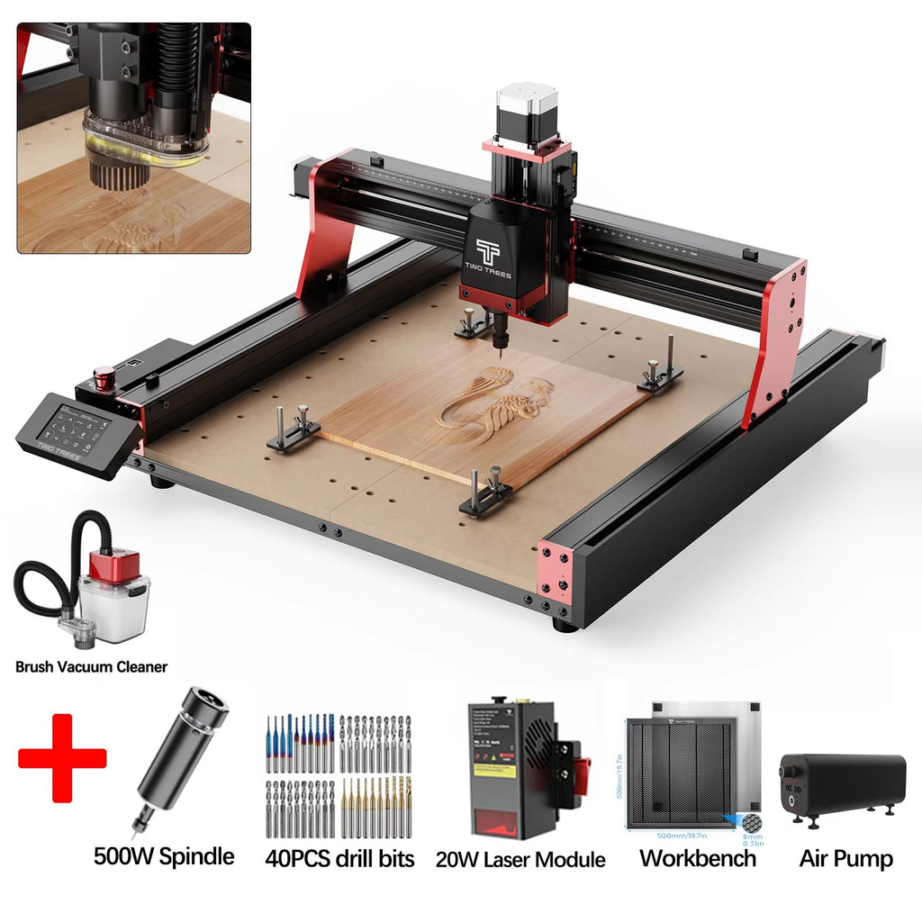 Twotrees-enrutador CNC de 3 ejes/4 ejes, fresadora y cortadora TTC450 PRO, grabador de joyería para madera, acrílico, PCB, PVC, MDF, Metal