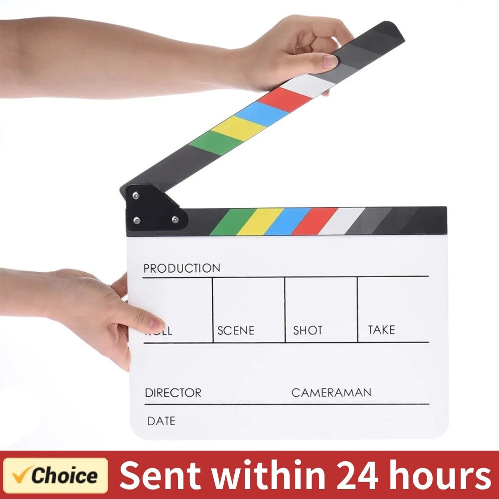 Clapperboard de acrílico colorido, tablero de borrado en seco, Director de corte, TV, película, acción, pizarra, Clapper, accesorio de corte hecho a mano