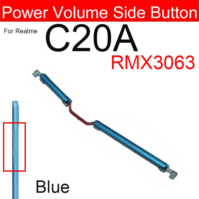 Para Realme C25 C25Y C25S C21 C21Y C20 C20A volumen de energía botón lateral volumen lateral botones de encendido llave pequeña piezas de cable flexible