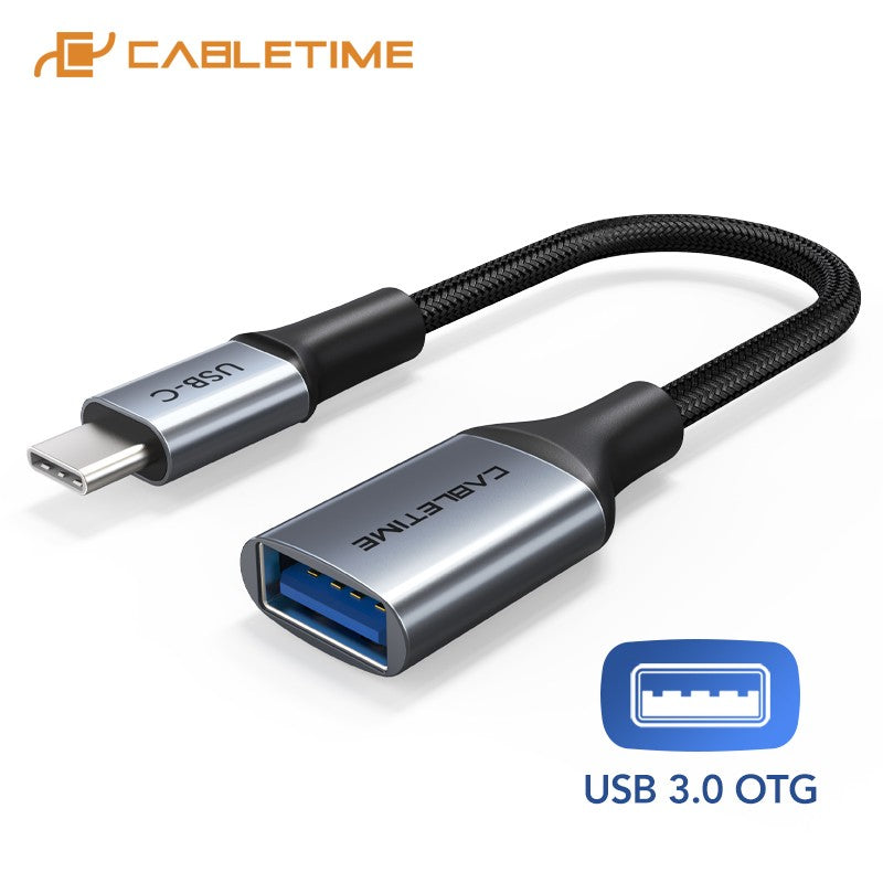 Cabletime-Cable USB C OTG tipo C macho a adaptador USB hembra, transmisión de 5GBPS, Cable de carga rápida para Xiaomi Mix 3 Huawei C380