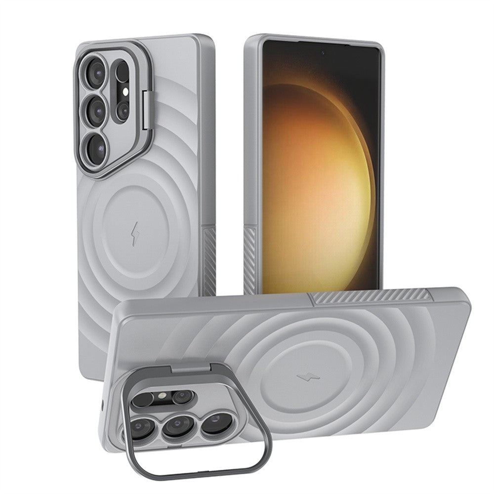 Soporte de lente Invisible para funda de teléfono magnética Magsafe para Samsung S25 Ultra Edge S25 Plus cubierta de silicona suave ondulada de agua redonda