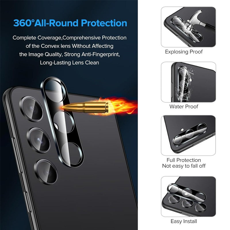 2+2 cristal templado de escaneo de huellas dactilares para Samsung s25 S26 S24 S23 S22 s21 protectora de pantalla Samsung s25 ultra lamina protectora de cámara Galaxy s25 ultra camera protector s24 fe