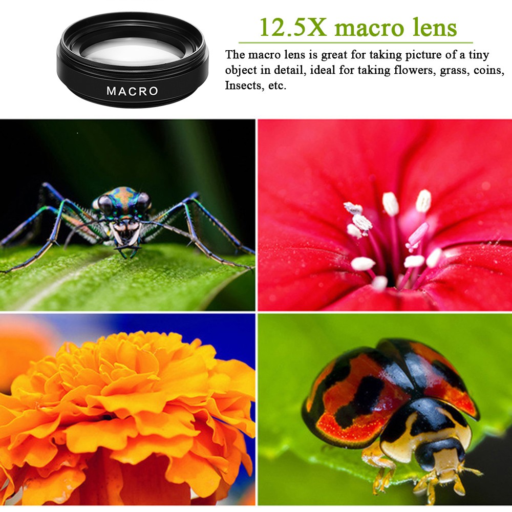 Kit de lentes de teléfono 0,45x súper gran angular y 12,5x lente súper macro lente de cámara HD para iPhone 12 11 Xiaomi Huawei todos los teléfonos móviles