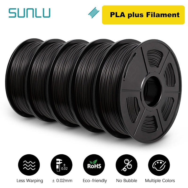 SUNLU Filamento PLA/PETG/PLA PLUS/Transparente de 5 kg, 1.75 mm, 5 Rollos de 1 kg, Filamento 3D para Impresora y Bolígrafo 3D, Enrollado Cuidadosamente