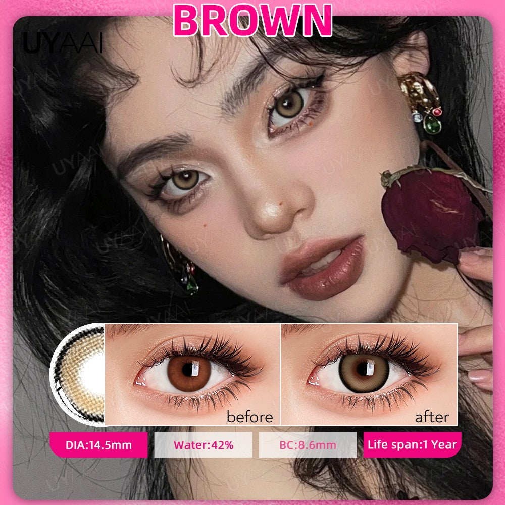 UYAAI 1 par de lentes de contacto serie Russian Girl Pro lentes de contacto verdes serie Bubble ojos grandes lentes suaves anuales ojos verdes