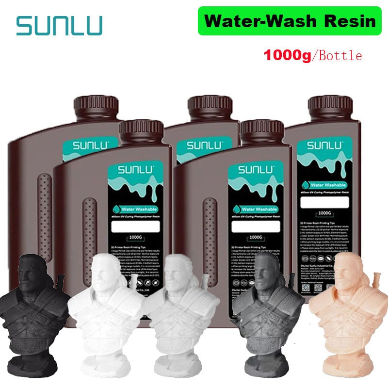 SUNLU 5KG lavado con agua ABS/resina de lavado con agua 395-405nm resina fotopolímero de curado UV resina de curado rápido para impresora 3D LCD DLP SLA
