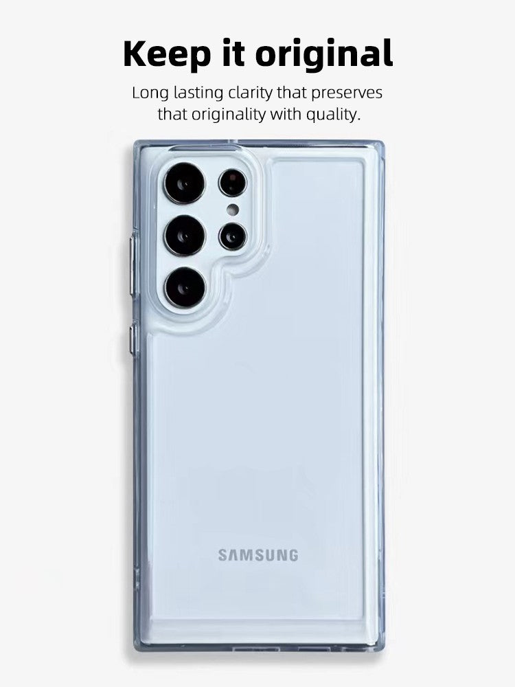 Funda de teléfono transparente de lujo para Samsung Galaxy s24 S23 S22 S21 S20 Ultra Plus TPU parachoques botones de Metal funda dura transparente