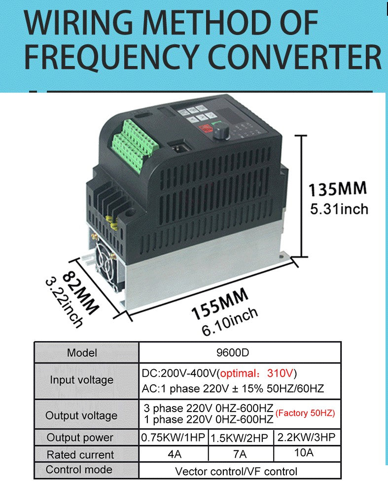 Inversor Solar VFD de 0,75-7,5 kW, 3P CC, 200-400V, entrada de 220V, convertidor de frecuencia de salida, controlador de bomba de agua, Control de velocidad MTTP