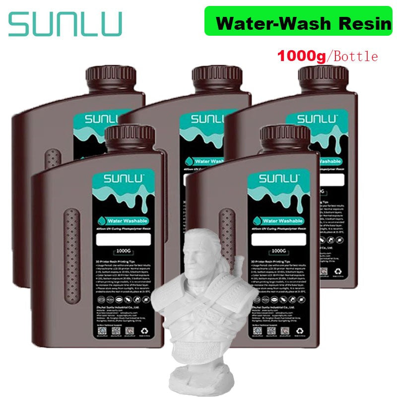 SUNLU 5KG estándar/resina 3D de lavado de agua 405nm resina UV para la mayoría de los materiales de impresora 3D SLA/DLP/LCD sensible a los rayos UV 1kg