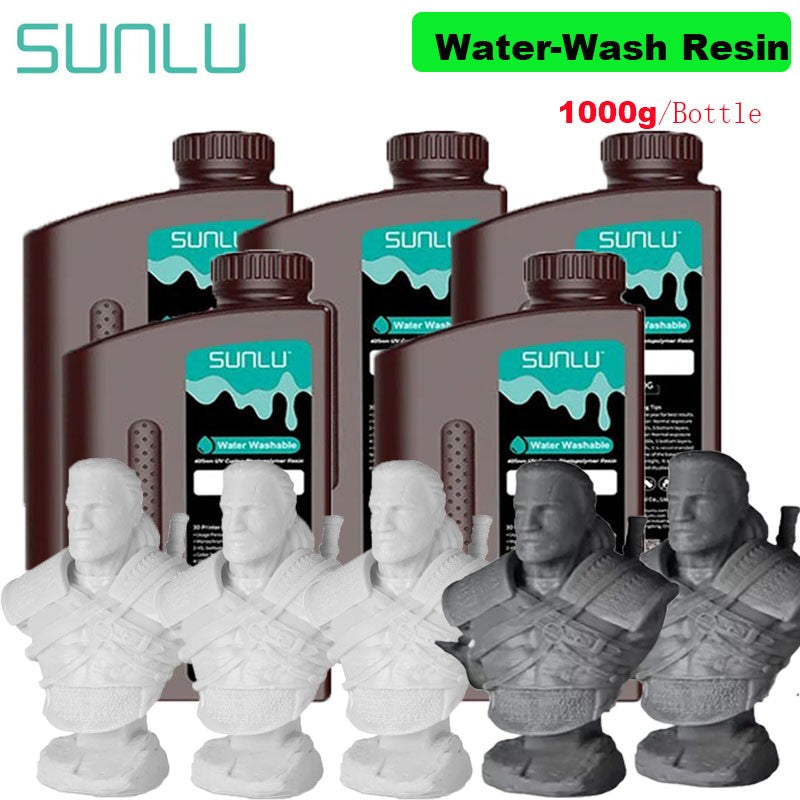 SUNLU 5KG estándar/resina 3D de lavado de agua 405nm resina UV para la mayoría de los materiales de impresora 3D SLA/DLP/LCD sensible a los rayos UV 1kg