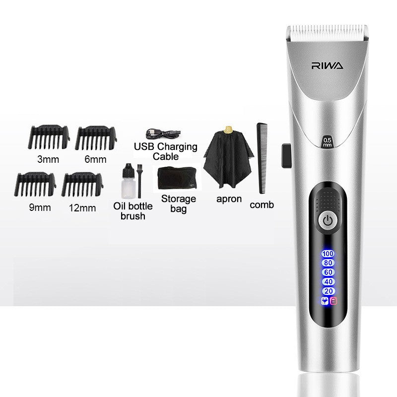 Youpin RIWA Maquina De Cortar Cabello Cortadora De Pelo Trimmer Barbero Cortapelos Profesional Hombre Maquinilla De Cortar Pelo Con Pantalla LED Cortapelo Dispositivo Lavable y Recargable Cabezal Cortador Acero