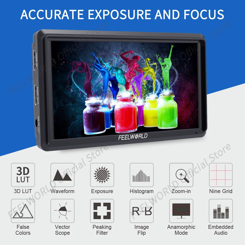 FEELWORLD FW568 V3 6 pulgadas 3D LUT DSLR cámara Monitor de campo IPS Full HD192