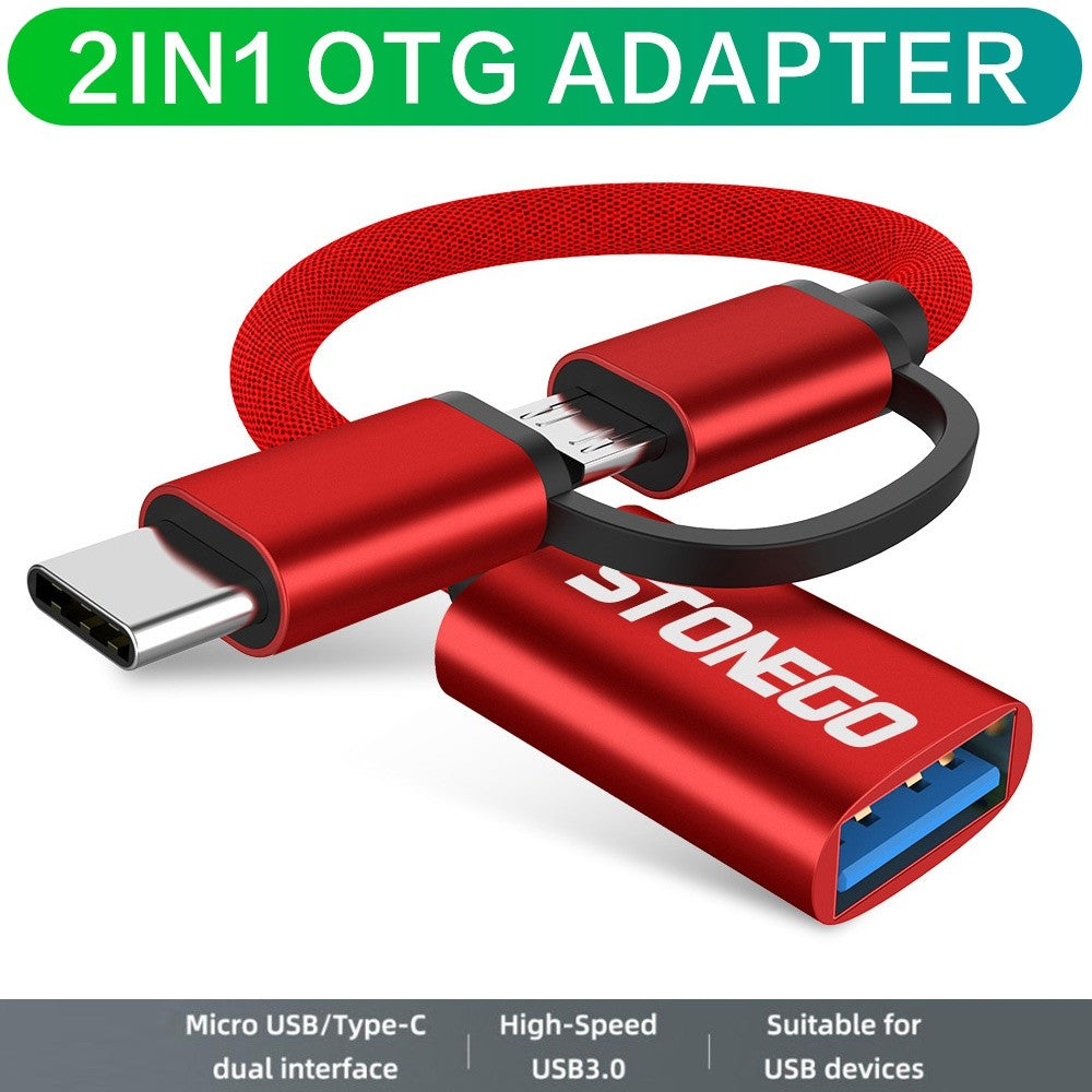 STONEGO 2 en 1 USB 3.0 OTG Cable adaptador USB tipo C Micro USB a USB 3.0 adaptador convertidor Cable línea de datos