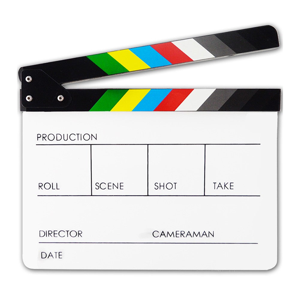 Clapperboard de acrílico colorido, tablero de borrado en seco, Director de corte, TV, película, acción, pizarra, Clapper, accesorio de corte hecho a mano