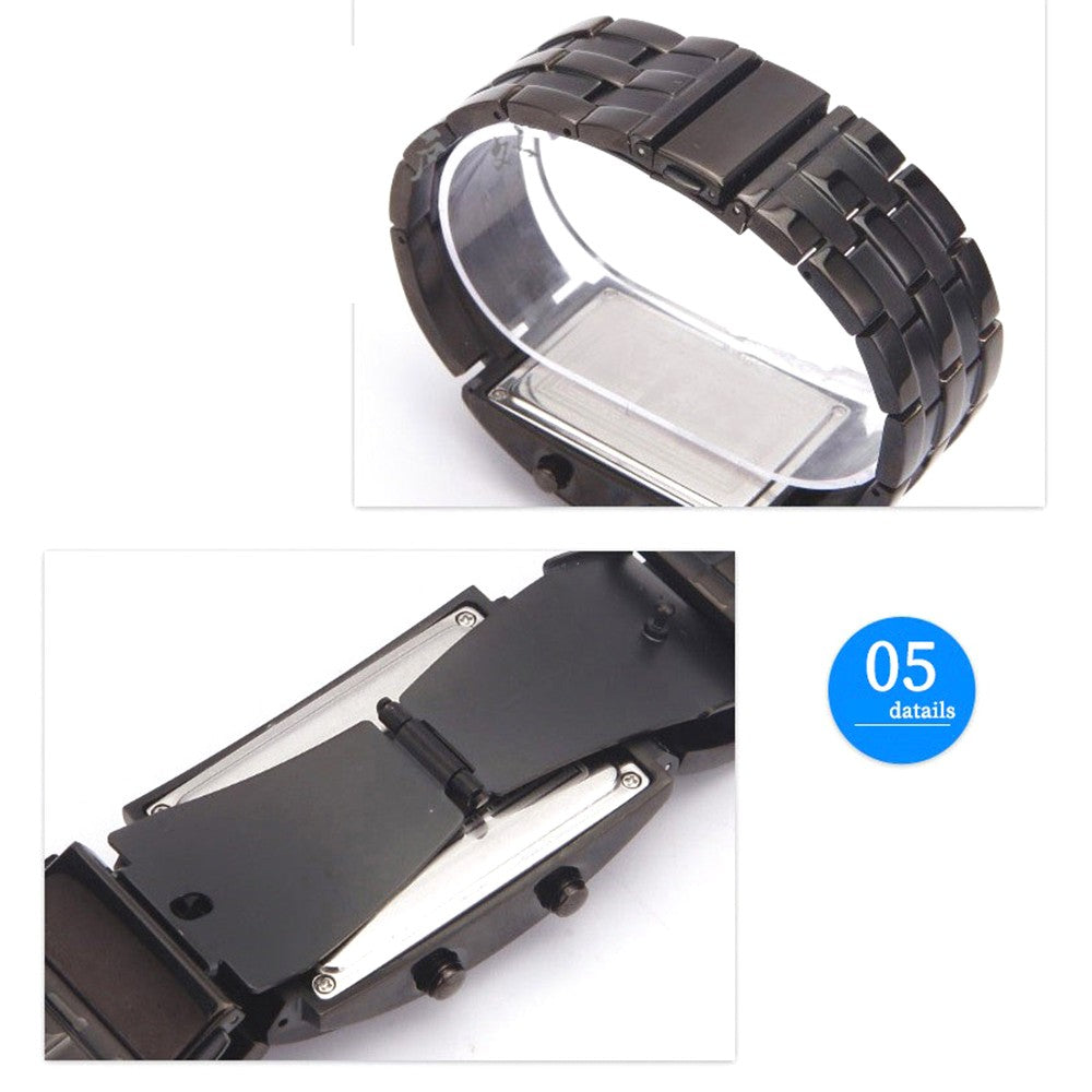 Reloj deportivo de moda, marca de lujo popular, reloj binario creativo para hombres y mujeres, reloj led de acero inoxidable para parejas