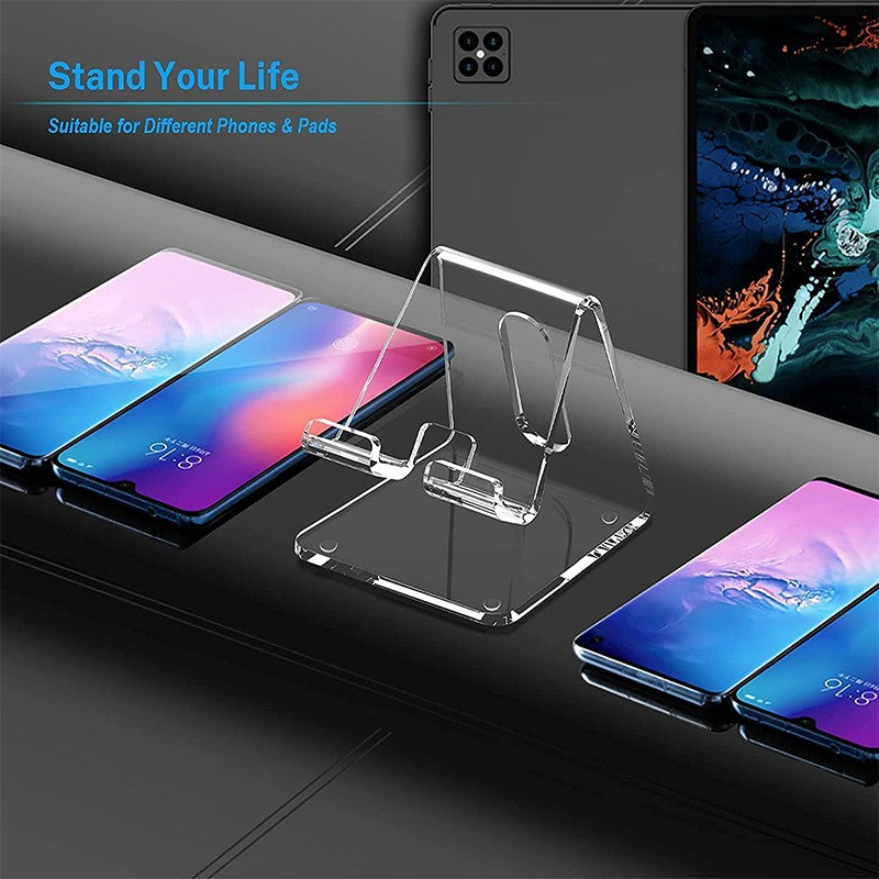 Soporte de acrílico transparente para teléfono móvil, base de escritorio para teléfono inteligente, cargador de escritorio Universal, soporte para teléfono