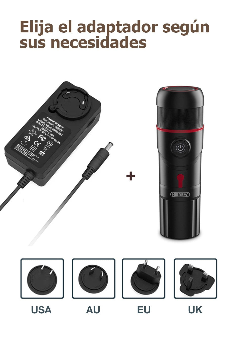 HiBREW Máquina de Café Portátil para Coche y Hogar, Cafetera de Expreso, Compatible con Cápsulas Dolce Nespresso y Café Molido, CC de 12 V, Dispositivo H4