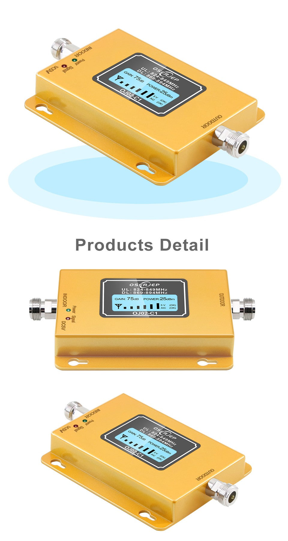 Repetidor 850 MHz Band5 70dB LCD 2G 3G 4G 850mhz UMTS GSM CDMA repetidor de señal de teléfono móvil amplificador celular