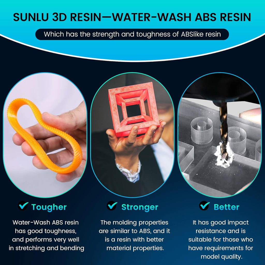 SUNLU 5KG ABS-LIKE/resina ABS lavable con agua 1000G/botella 405nm resina fotopolímero de curación UV rápida para impresión LCD 3D