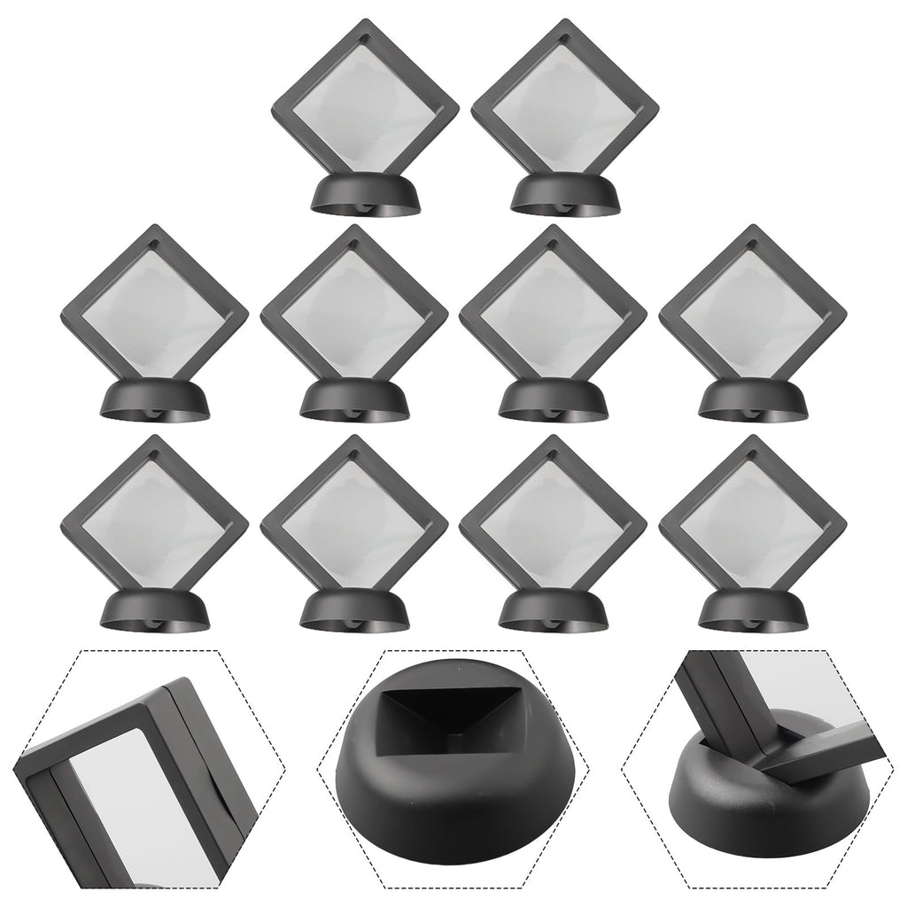 5/10 Uds. Marco flotante 3D anillo de joyería soporte para presentación de monedas caja de almacenamiento suministros para el hogar negro/blanco 70mm x 70mm x 20mm