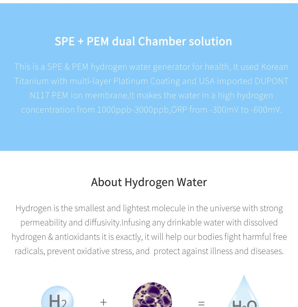 Generador de agua hidrogenada Bluevida de nuevo estilo deportivo SPE y PEM, H2 hasta 3000ppb y botella de agua hidrogenada con gran capacidad de batería