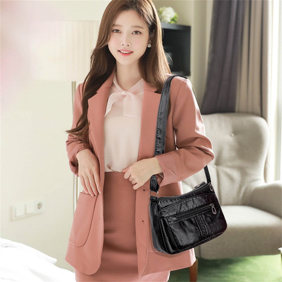 Bolso bandolera de Color liso que combina con todo, bolsos de hombro de alta capacidad para mujer, bolso de mano de piel sintética de alta calidad 2021