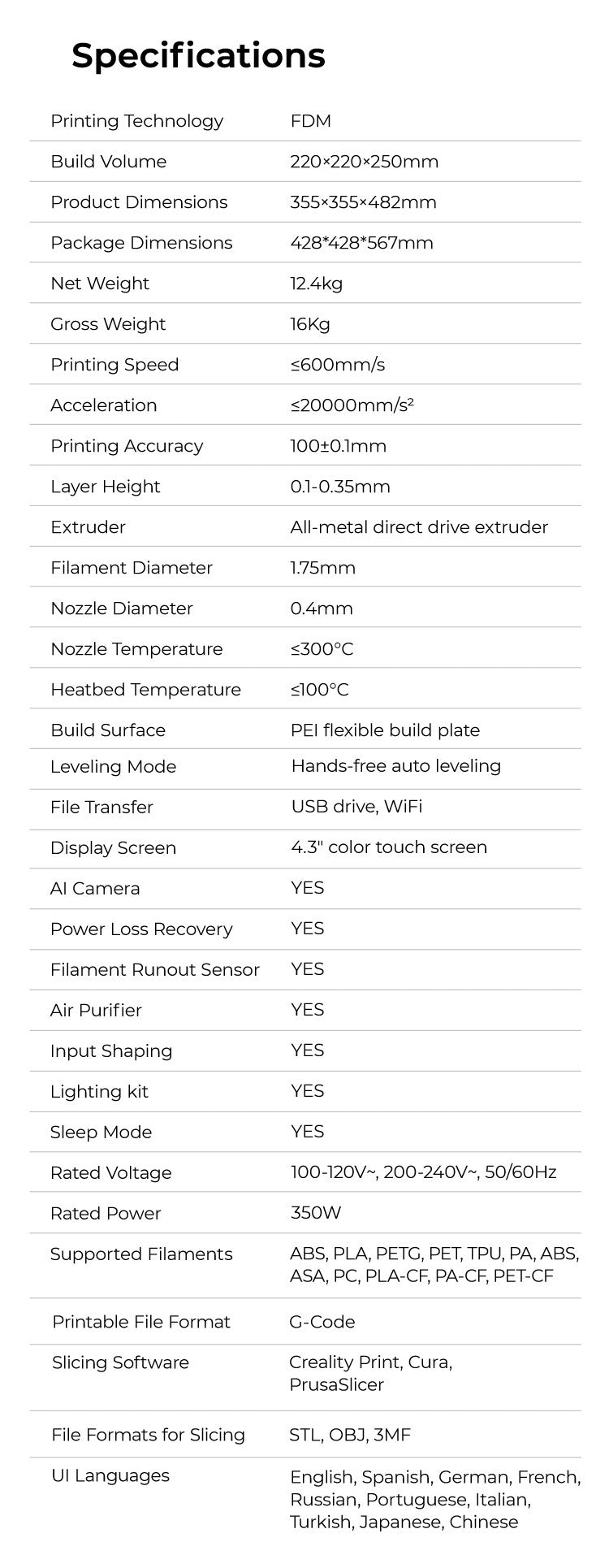 Creality-impresora 3D k1/K1MAX /K1C, extrusora de accionamiento directo de doble engranaje, velocidad de impresión Hotend de flujo máximo de 32mm, 600 MM/S