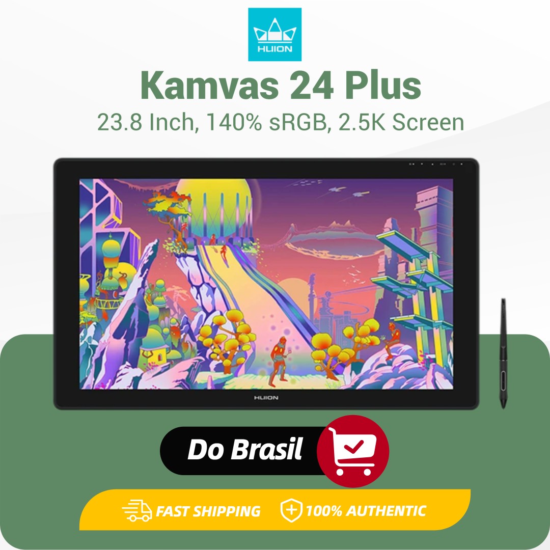 HUION-tableta gráfica Kamvas 24 Plus de 23,8 pulgadas, QLED Monitor con pantalla IPS, completamente laminada, 140% sRGB Pantalla de dibujo Lápiz digital 8192 niveles de presión