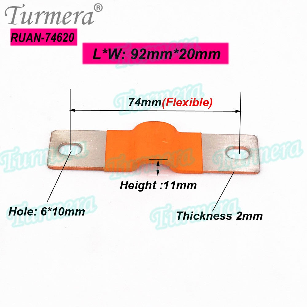 Turmera-batería Lifepo4 de 12V, conector de cobre Flexible, 56mm, 74mm, 2mm, 400A, para uso en batería Lifepo4 de 200Ah, 230Ah, 280Ah, 320Ah
