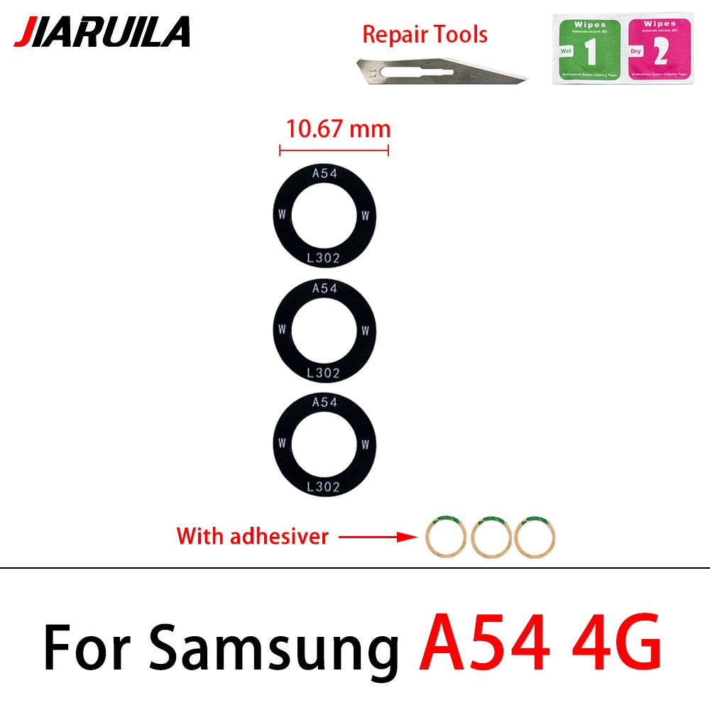 Nueva lente de cubierta de cristal de cámara trasera con adhesivo para Samsung A13 A14 23 4G A32 A52 5G A33 A53 A73 A52 A72 A82 A52S A24 A34