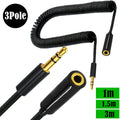 Conector de extensión 3,5mm 4 3 polos TRRS a TRRS macho a hembra auriculares Audio estéreo AUX Cable en espiral con resorte