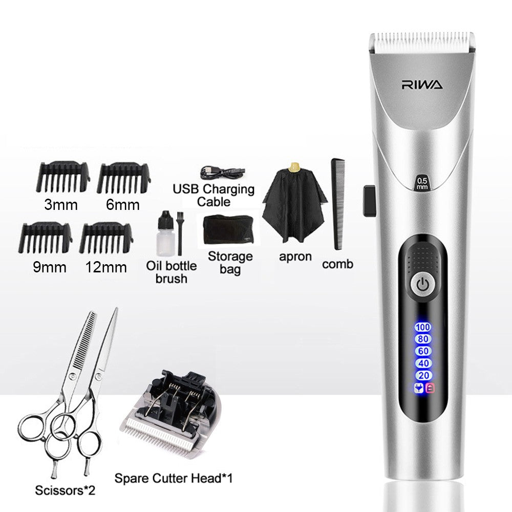 Youpin RIWA Maquina De Cortar Cabello Cortadora De Pelo Trimmer Barbero Cortapelos Profesional Hombre Maquinilla De Cortar Pelo Con Pantalla LED Cortapelo Dispositivo Lavable y Recargable Cabezal Cortador Acero