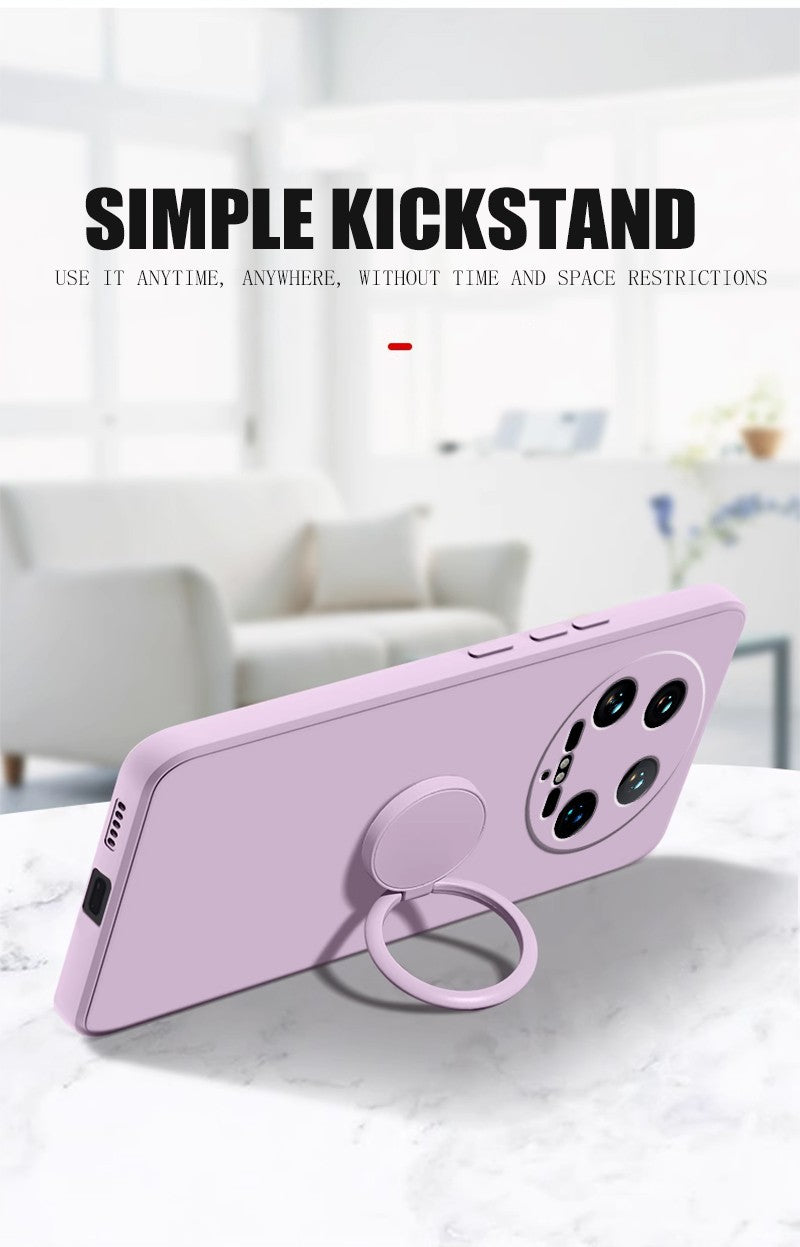 Funda para Xiaomi 14 Ultra Líquido silicona anillo soporte suave funda de teléfono para Xiaomi 14 Ultra a prueba de golpes Fundas traseras Xiaomi 14Ultra