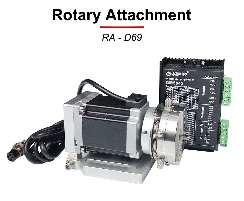 Máquina de Marcado Láser CNC Hunst D69 con Eje Rotatorio para Grabado de Anillos, Pulseras y Joyería, Accesorio Rotatorio con Bloqueo Automático