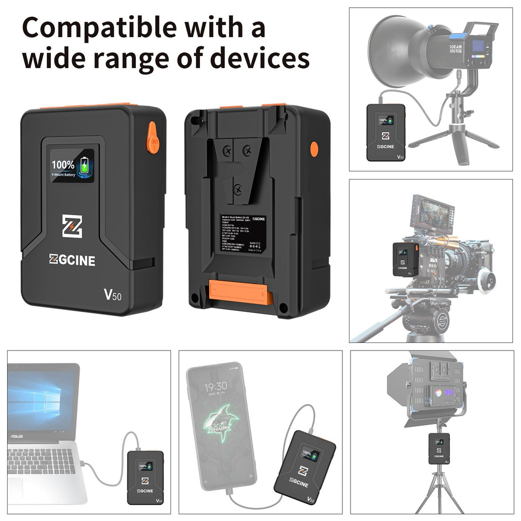 (DO Brasil) Batería de litio V-Lock ZGCINE ZG-S200 V99 con montura V para videocámaras/dispositivos digitales/luces de video/monitores